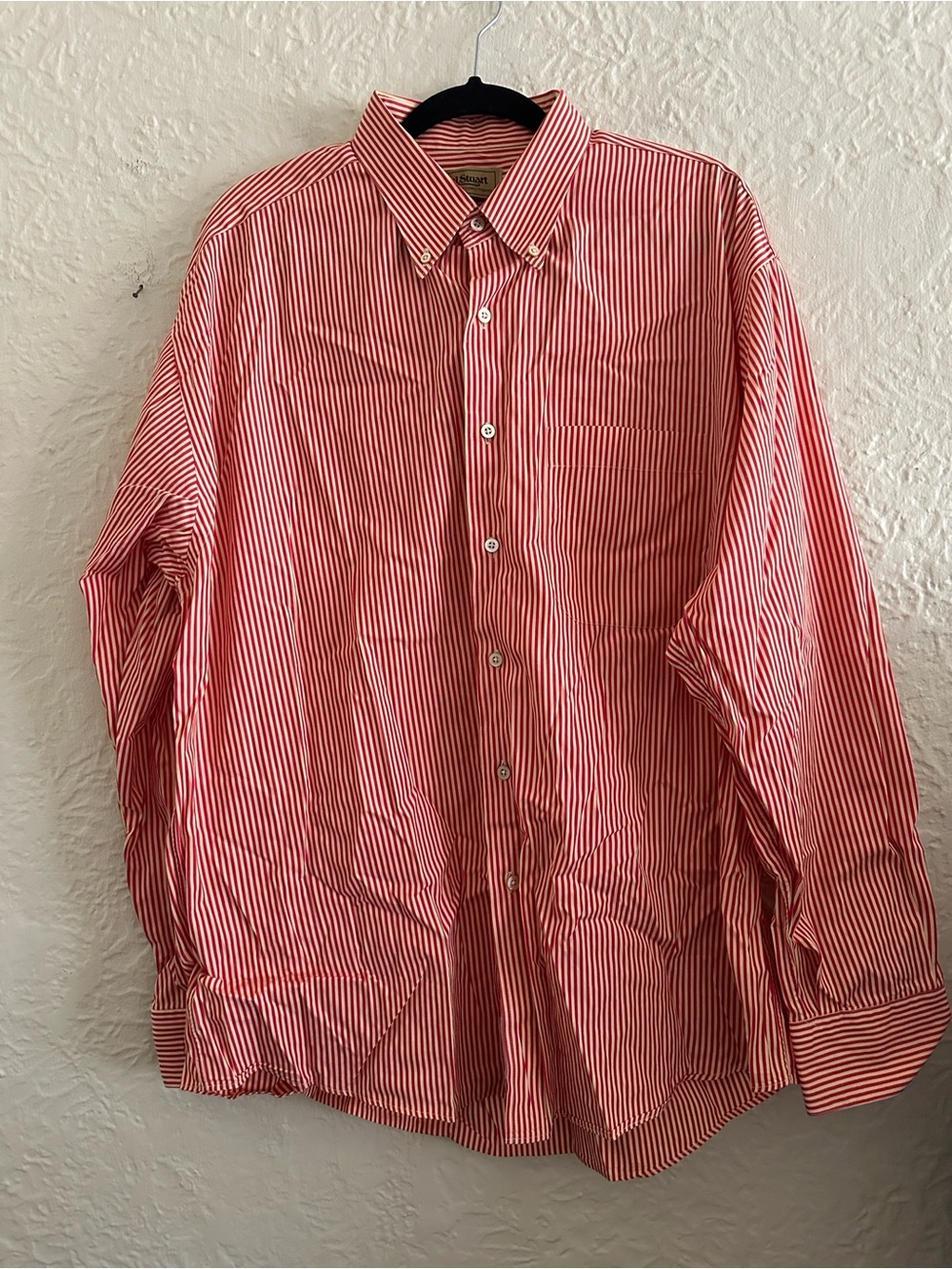 Paul Stuart Tan Soft Red Stripe Button Down Shirt XL